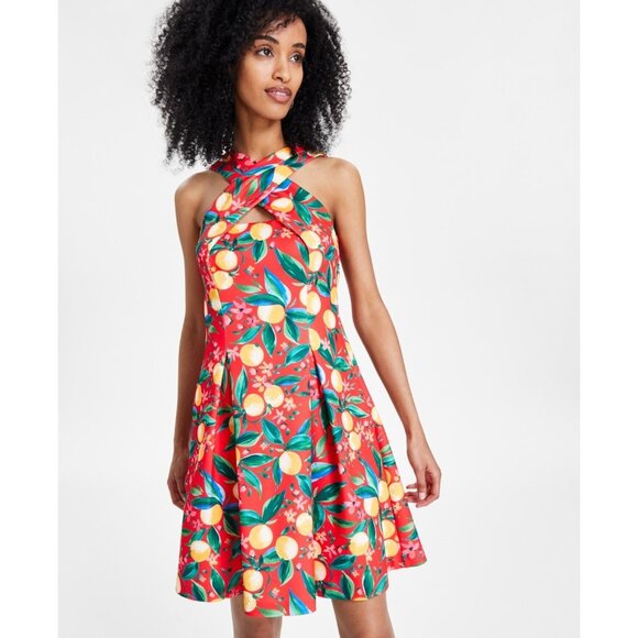 Vince Camuto Women's Printed Halter Fit & Flare Dress Red Size 2 MSRP $148 - Picture 5 of 5